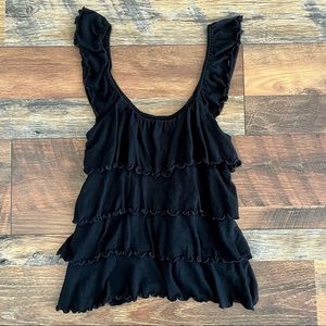 Express Black Sleeveless Layered Ruffle Top